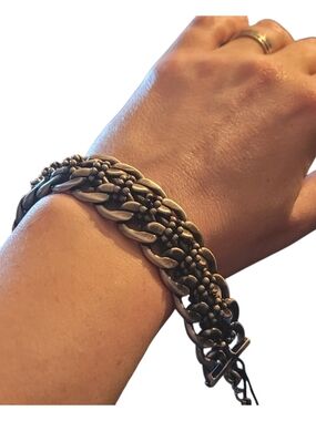 Braided Link Bracelet - Silver Tone